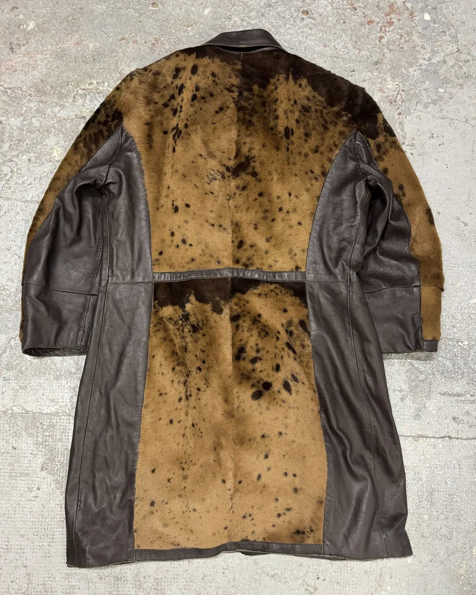2000s Dolce & Gabbana Pony Hair Cow Leather Trench Coat gcmnTBu 1