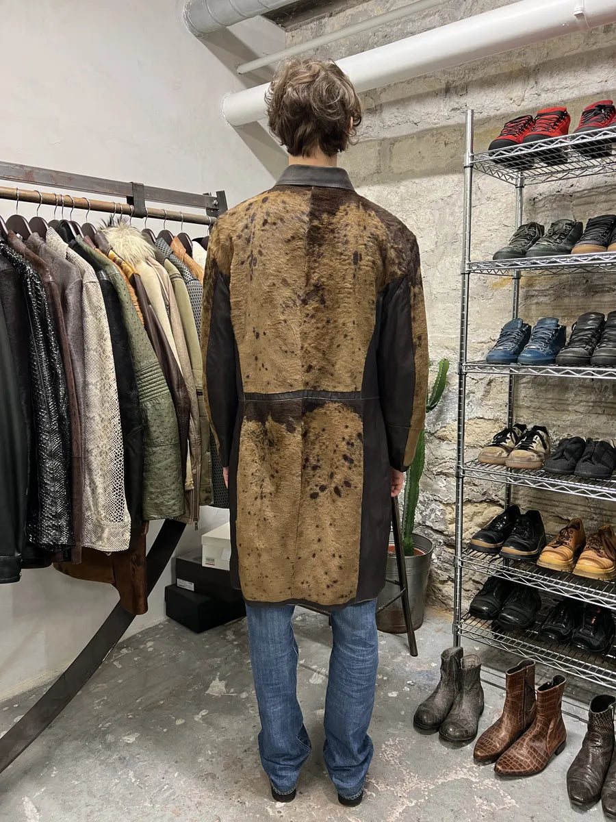 2000s Dolce & Gabbana Pony Hair Cow Leather Trench Coat gcmnTBu 3