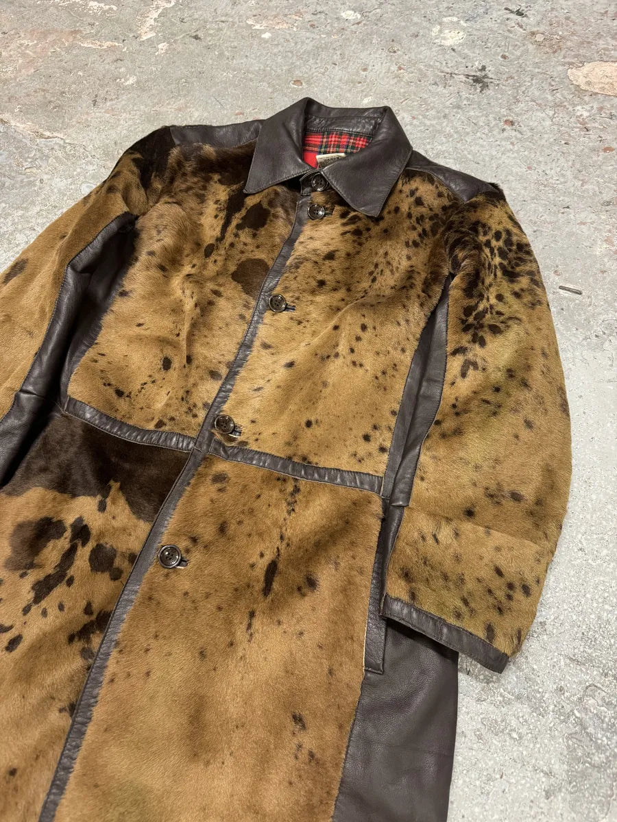 2000s Dolce & Gabbana Pony Hair Cow Leather Trench Coat gcmnTBu 4