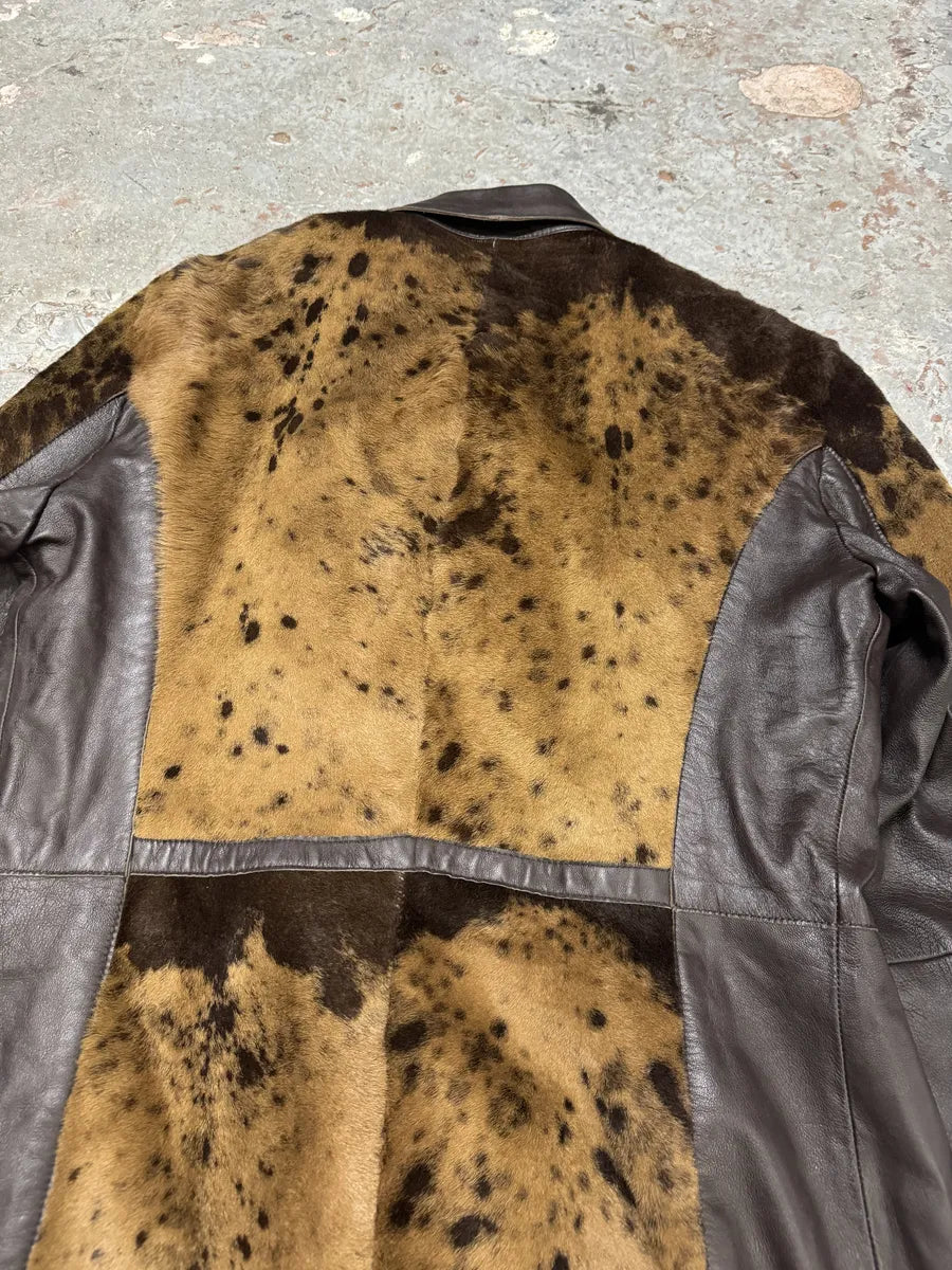 2000s Dolce & Gabbana Pony Hair Cow Leather Trench Coat gcmnTBu 6