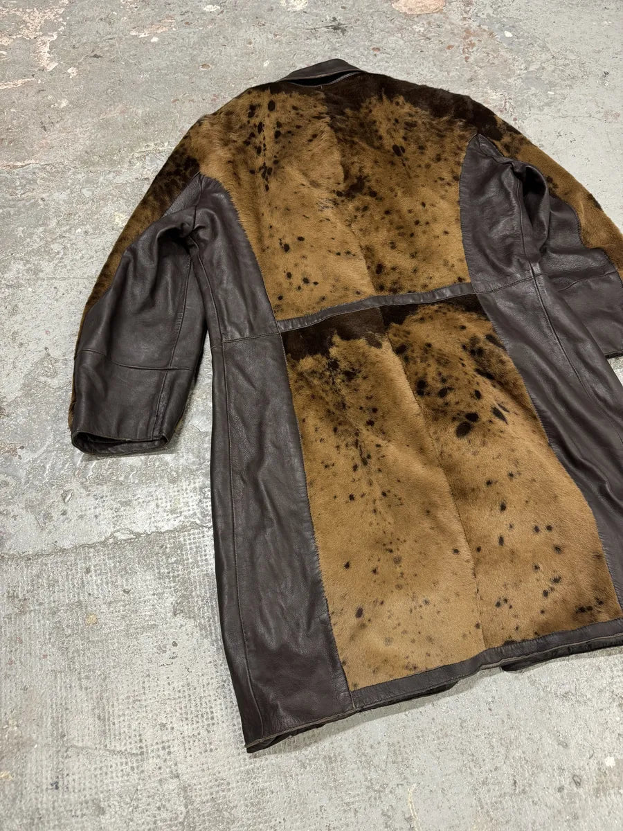 2000s Dolce & Gabbana Pony Hair Cow Leather Trench Coat gcmnTBu 7