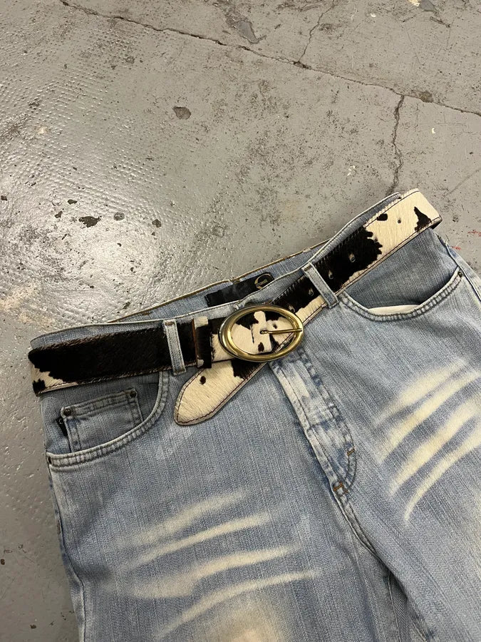 2000s Dolce & Gabbana Pony Hair Leather Belt zGaZGAH 1