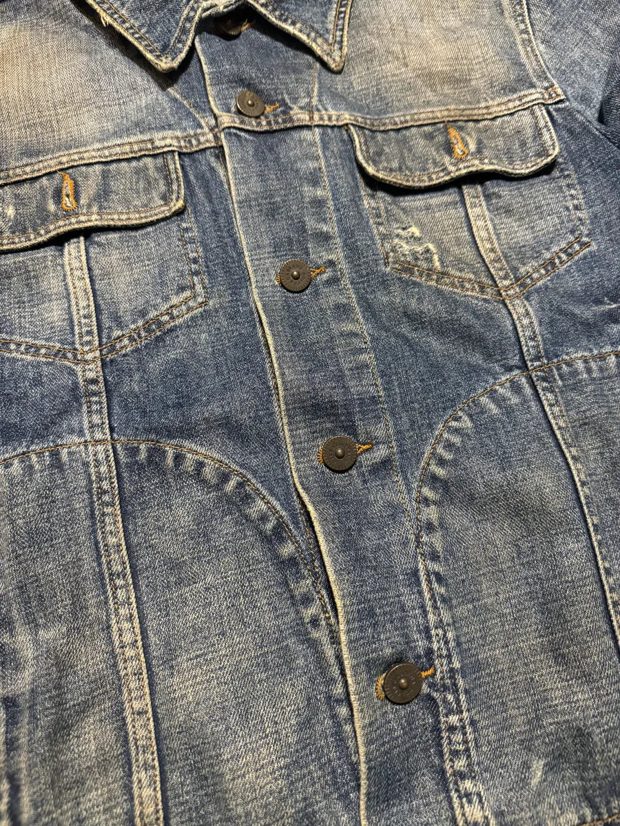 2000s Dolce & Gabbana Premium Mainline Blue Structured Denim Jacket (L) 4