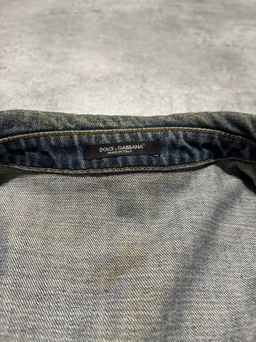 2000s Dolce & Gabbana Premium Mainline Blue Structured Denim Jacket uhMslpe 5