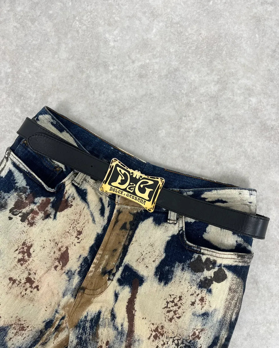 2000s Dolce & Gabbana Propaganda Black Leather Belt NfZrhsW 0