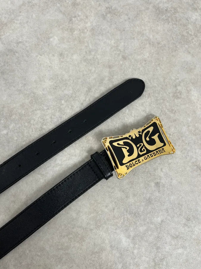 2000s Dolce & Gabbana Propaganda Black Leather Belt NfZrhsW 2