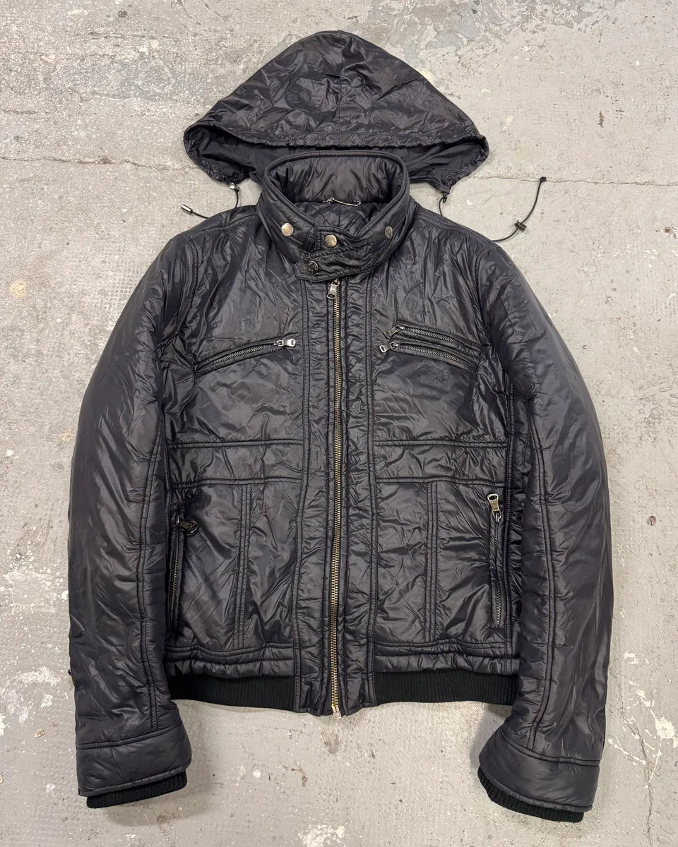 2000s Dolce & Gabbana Puffer Utility Black Nylon Jacket (L/XL) 0