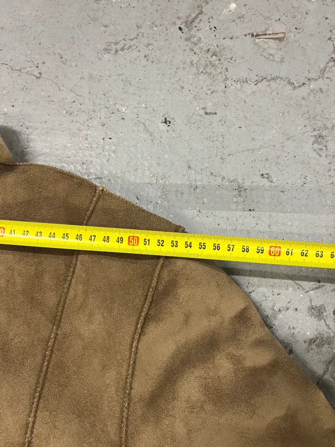 2000s Dolce & Gabbana Pure Beige Leather Shearling Effect Jacket (L) 5