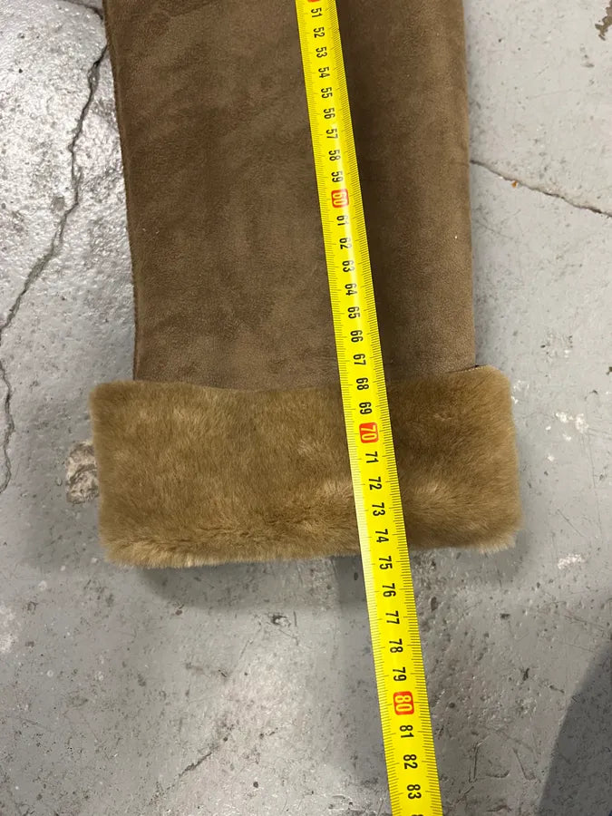 2000s Dolce & Gabbana Pure Beige Leather Shearling Effect Jacket (L) 6