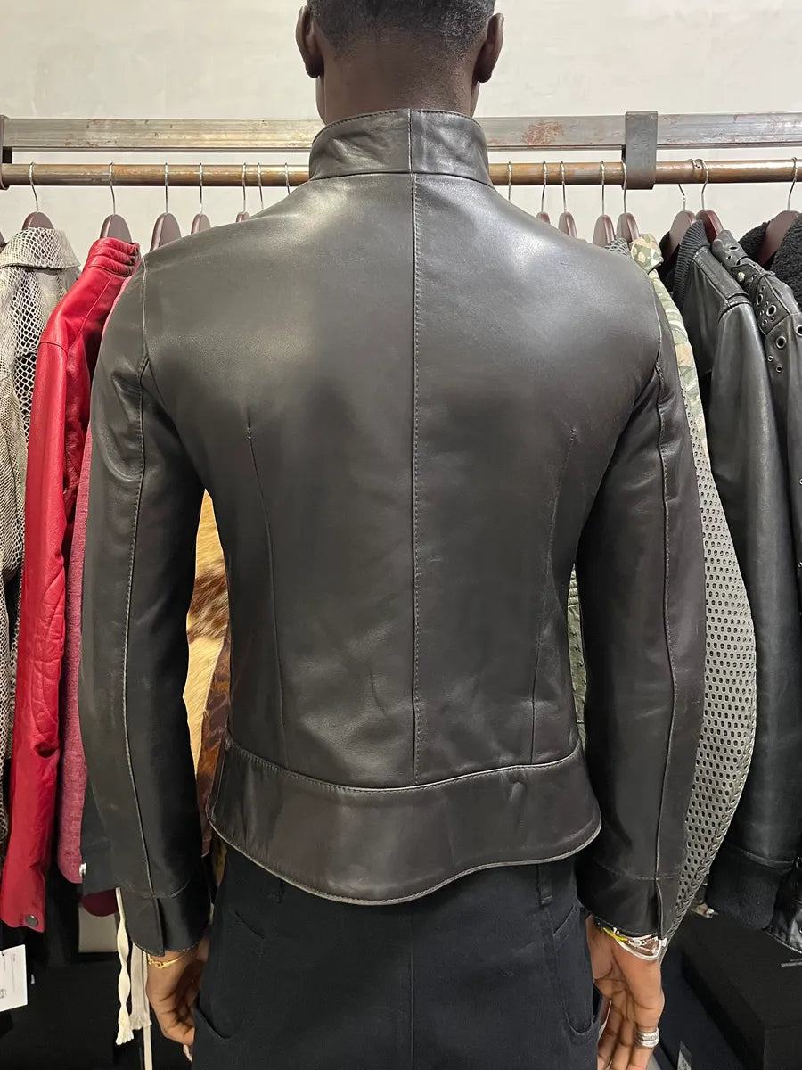 2000s Dolce & Gabbana Pure Black Leather Jacket essBhFR 2