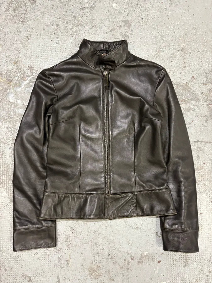 2000s Dolce & Gabbana Pure Black Leather Jacket essBhFR 0