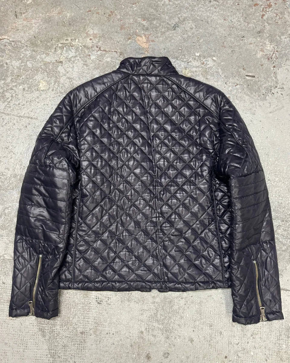 2000s Dolce & Gabbana Purple Quilted Puffer Leather Jacket (L) 1