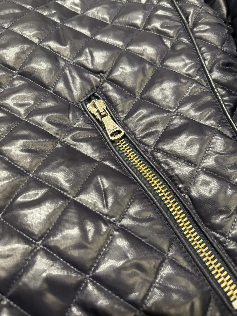 2000s Dolce & Gabbana Purple Quilted Puffer Leather Jacket (L) 10