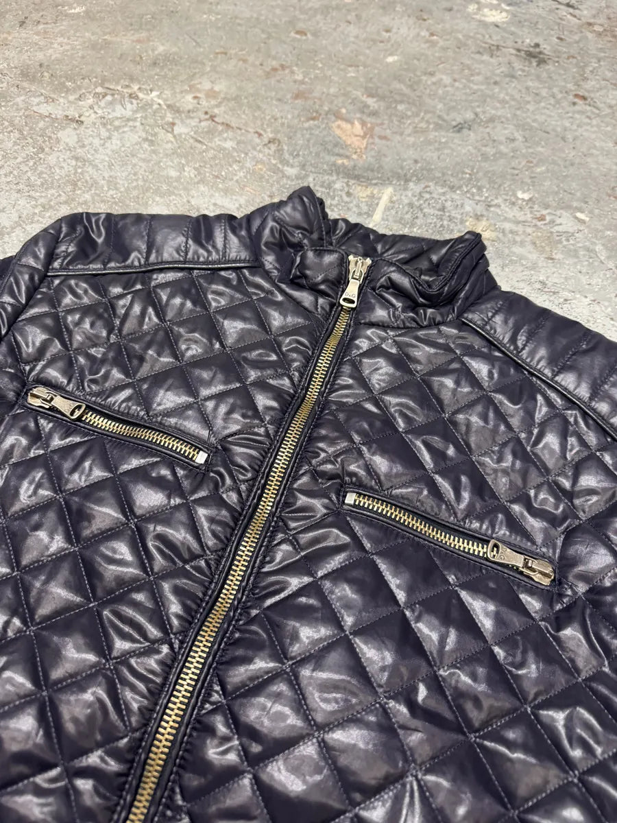 2000s Dolce & Gabbana Purple Quilted Puffer Leather Jacket (L) 11