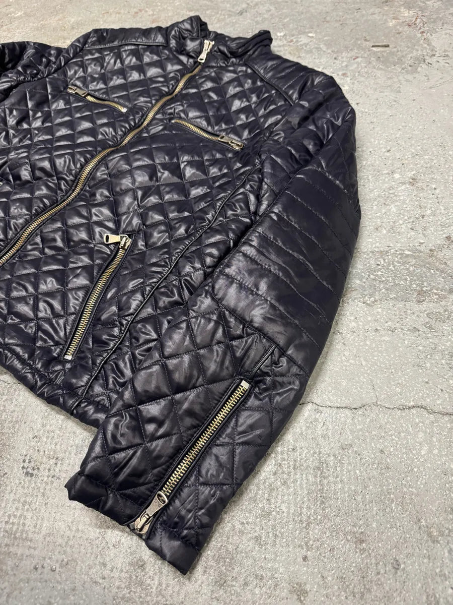 2000s Dolce & Gabbana Purple Quilted Puffer Leather Jacket (L) 5