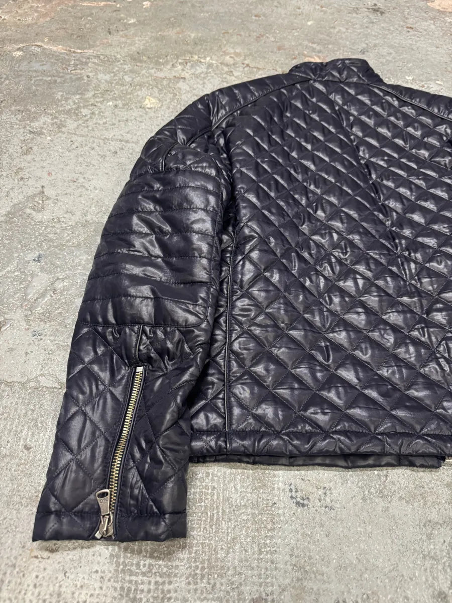 2000s Dolce & Gabbana Purple Quilted Puffer Leather Jacket (L) 6