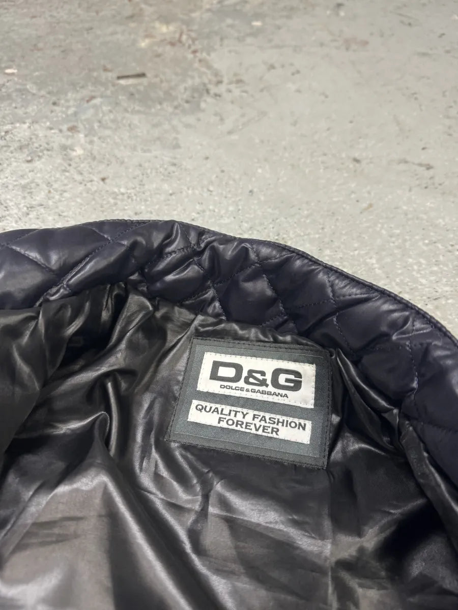 2000s Dolce & Gabbana Purple Quilted Puffer Leather Jacket (L) 8