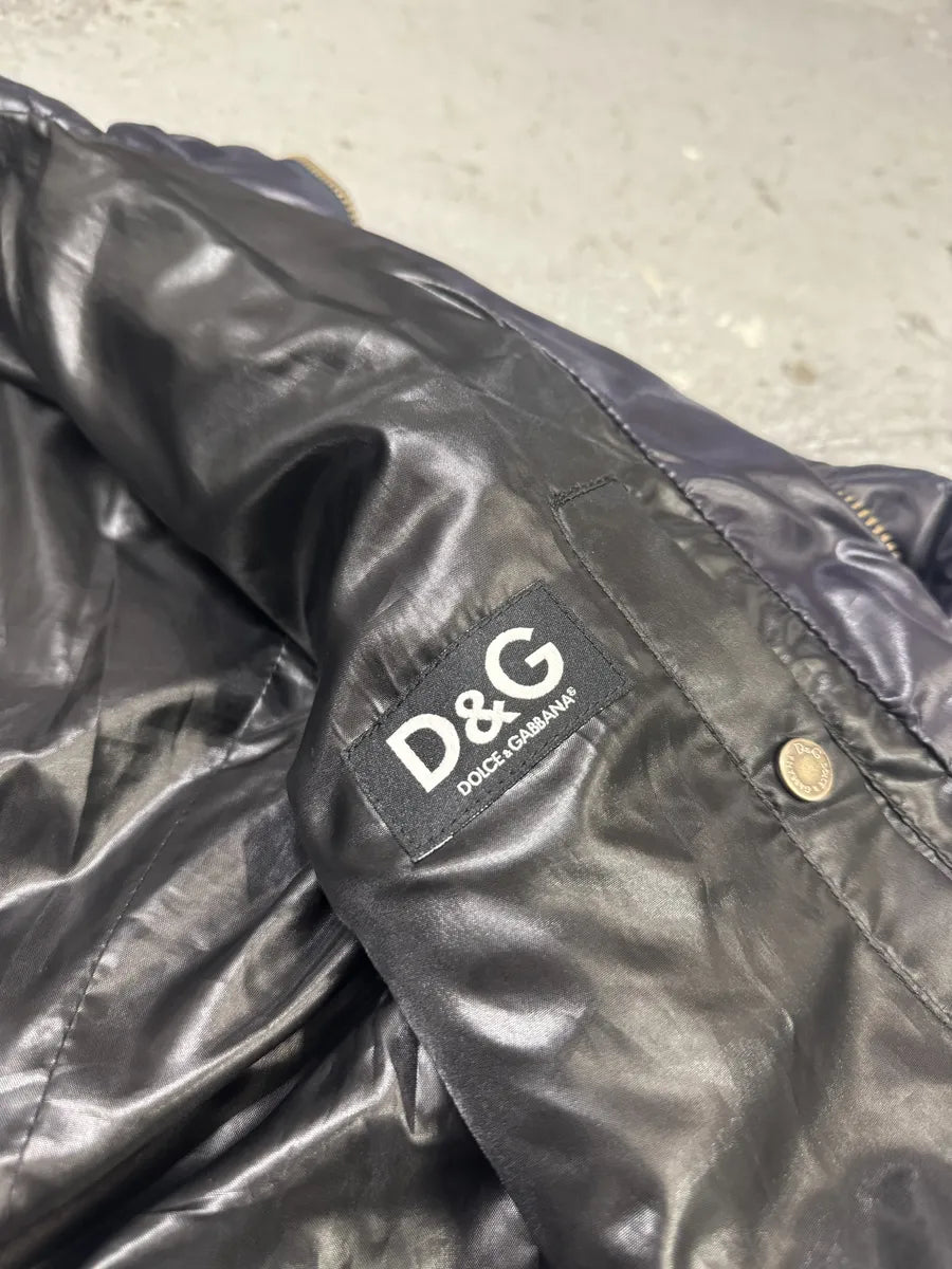 2000s Dolce & Gabbana Purple Quilted Puffer Leather Jacket (L) 9