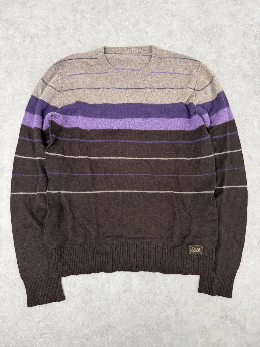 2000s Dolce & Gabbana Purple Striped Sweater YEGzQTK 0