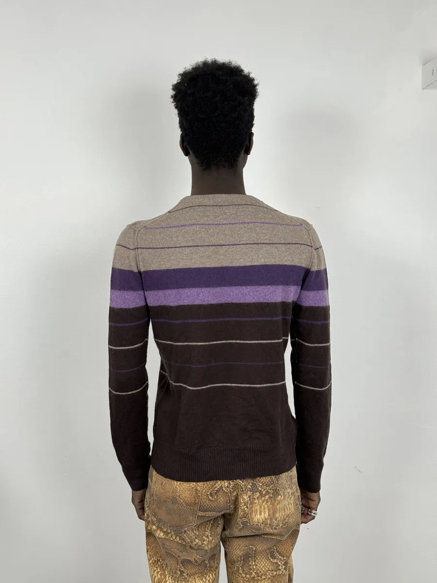 2000s Dolce & Gabbana Purple Striped Sweater YEGzQTK 3