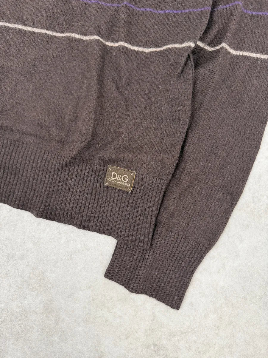 2000s Dolce & Gabbana Purple Striped Sweater YEGzQTK 9