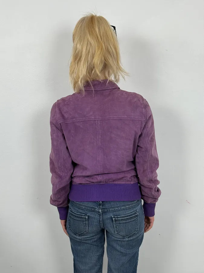 2000s Dolce & Gabbana Purple Suede Leather Jacket zCMDfcE 2