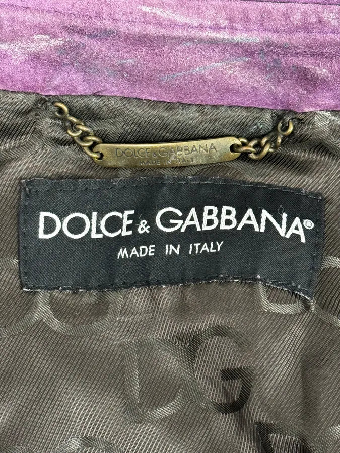 2000s Dolce & Gabbana Purple Suede Leather Jacket zCMDfcE 9