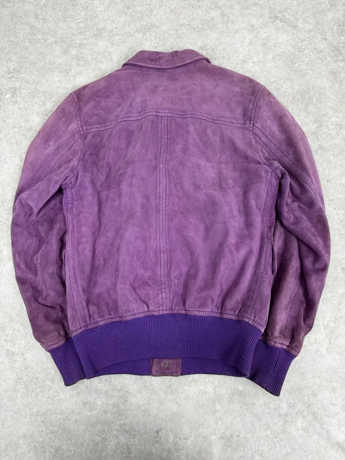 2000s Dolce & Gabbana Purple Suede Leather Jacket zCMDfcE 3