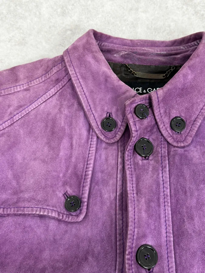2000s Dolce & Gabbana Purple Suede Leather Jacket zCMDfcE 8