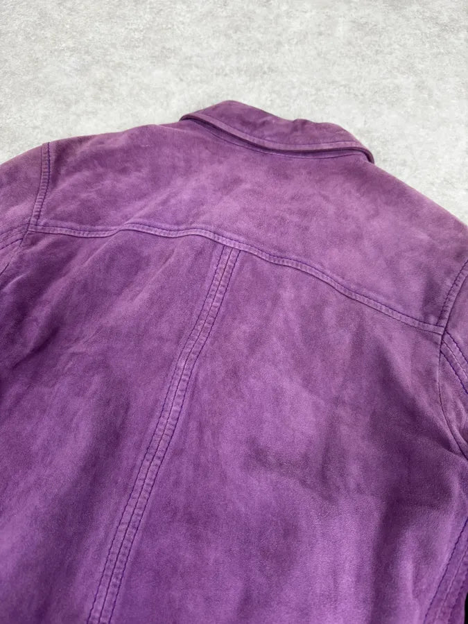 2000s Dolce & Gabbana Purple Suede Leather Jacket zCMDfcE 5