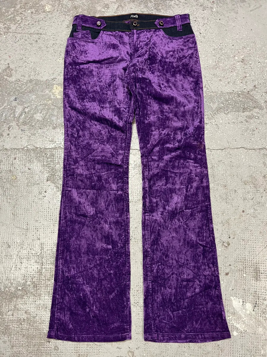 2000s Dolce & Gabbana Purple Velvet Pants (S) sykUlem 1