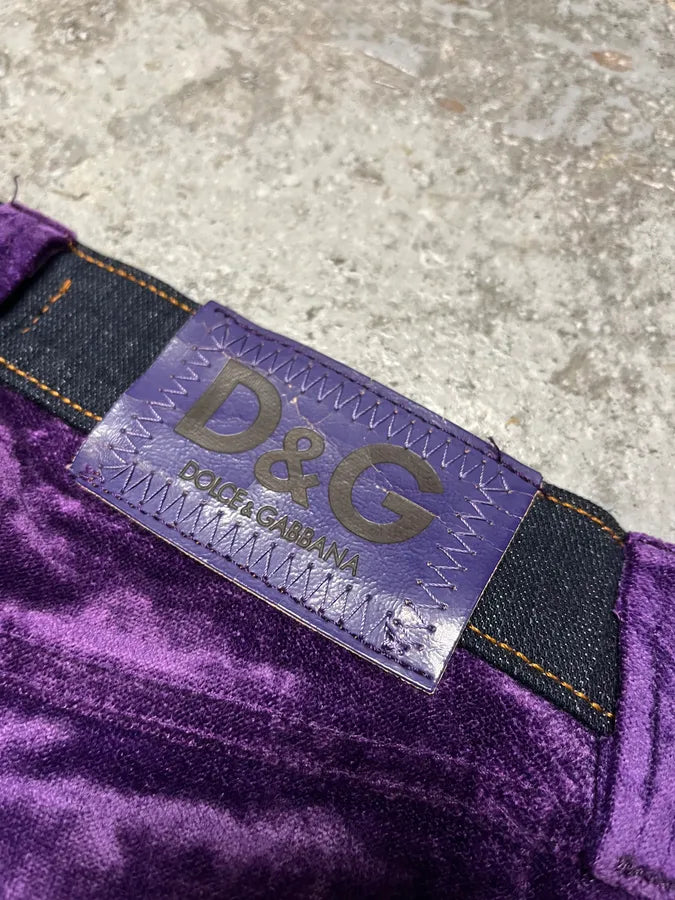 2000s Dolce & Gabbana Purple Velvet Pants (S) sykUlem 10