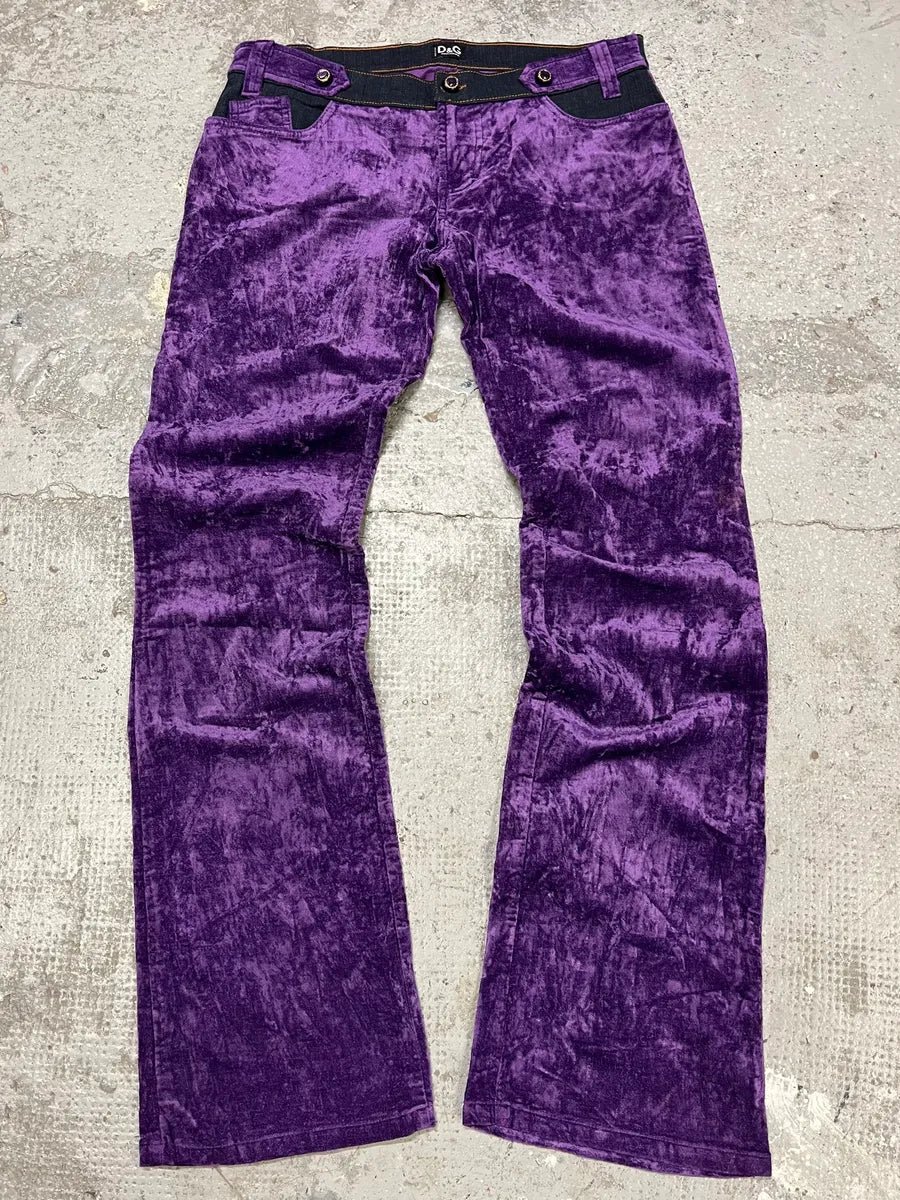 2000s Dolce & Gabbana Purple Velvet Pants (S) sykUlem 4