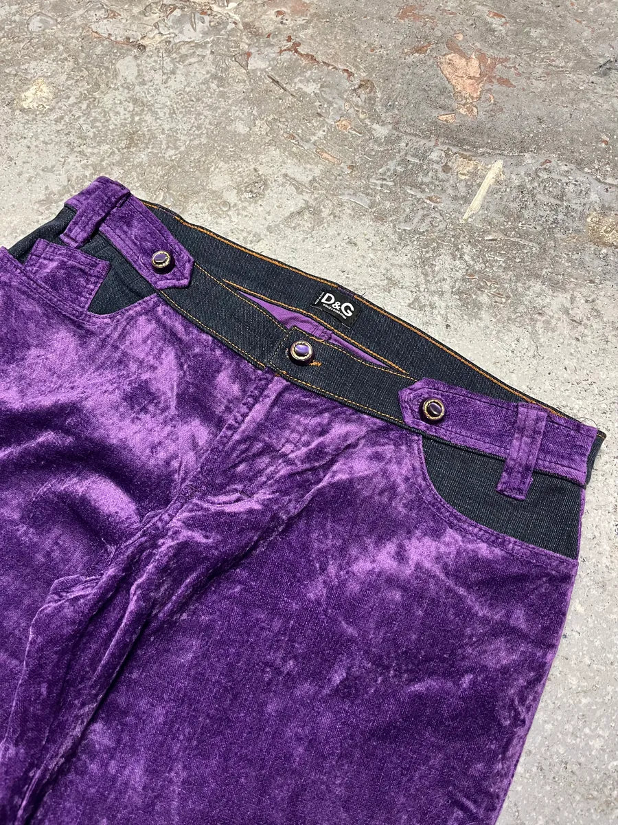 2000s Dolce & Gabbana Purple Velvet Pants (S) sykUlem 5
