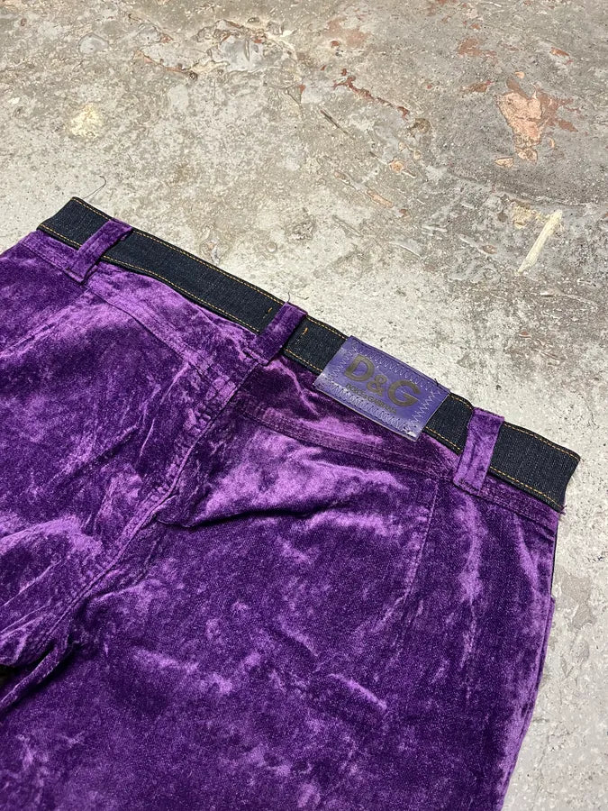 2000s Dolce & Gabbana Purple Velvet Pants (S) sykUlem 9