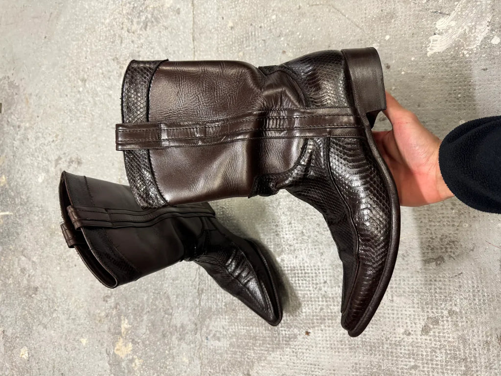 2000s Dolce & Gabbana Python Brown Leather Boots (43eu/us9.5) 1