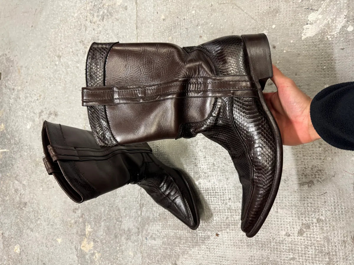 2000s Dolce & Gabbana Python Brown Leather Boots (43eu/us9.5) 1