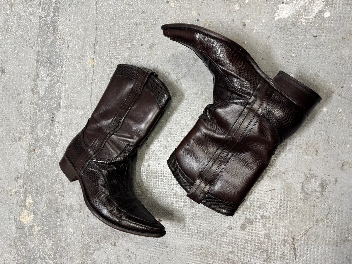 2000s Dolce & Gabbana Python Brown Leather Boots (43eu/us9.5) 2