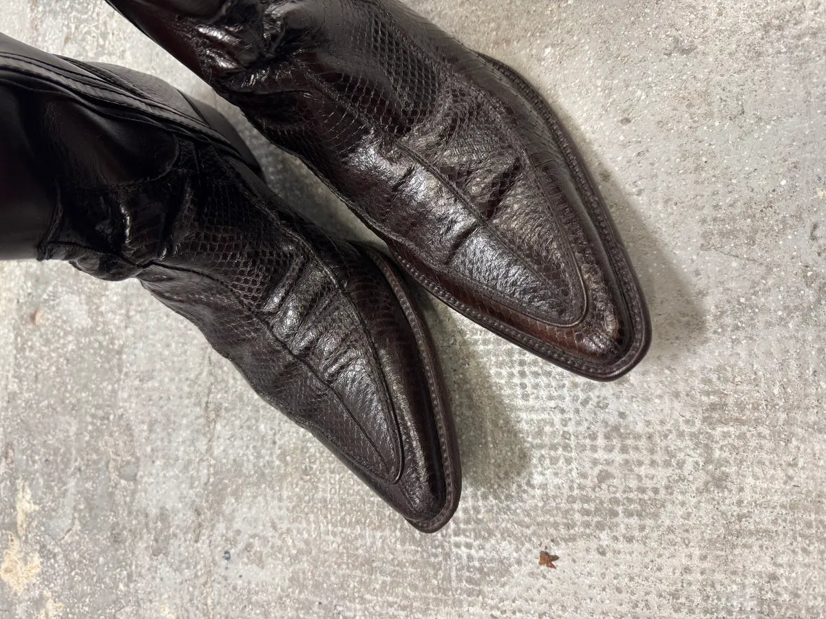 2000s Dolce & Gabbana Python Brown Leather Boots (43eu/us9.5) 3