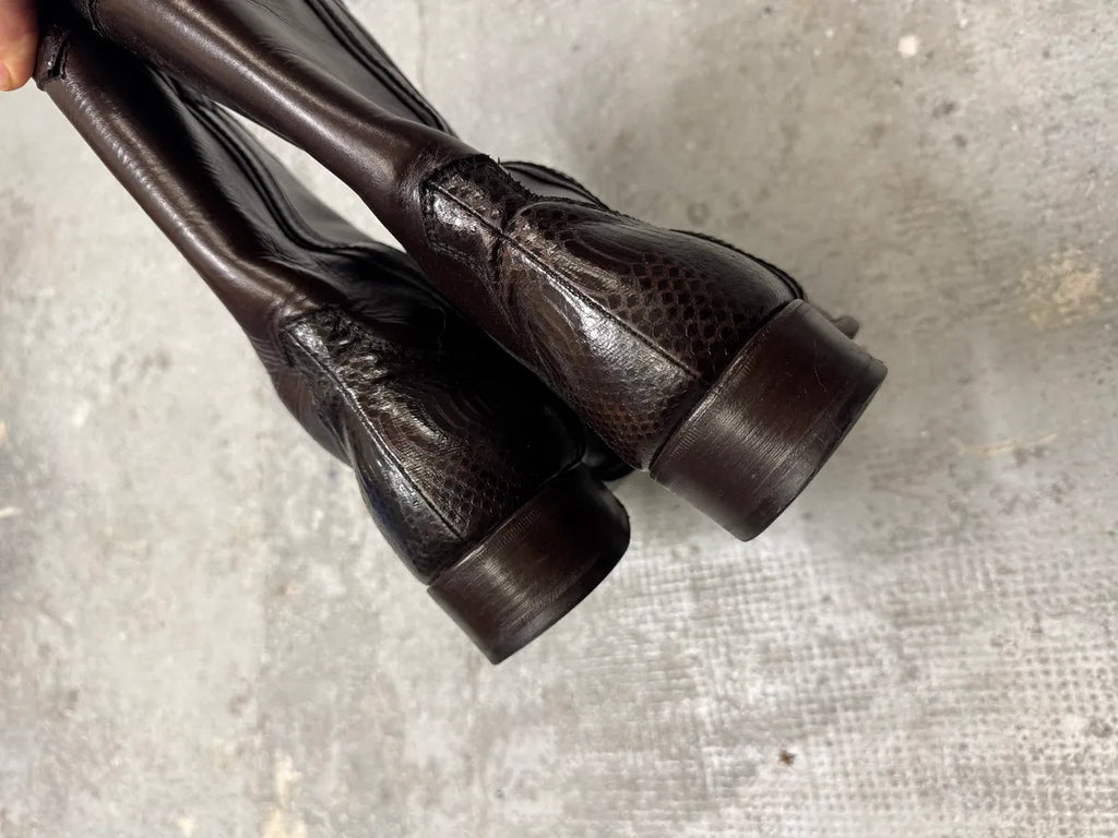 2000s Dolce & Gabbana Python Brown Leather Boots (43eu/us9.5) 4
