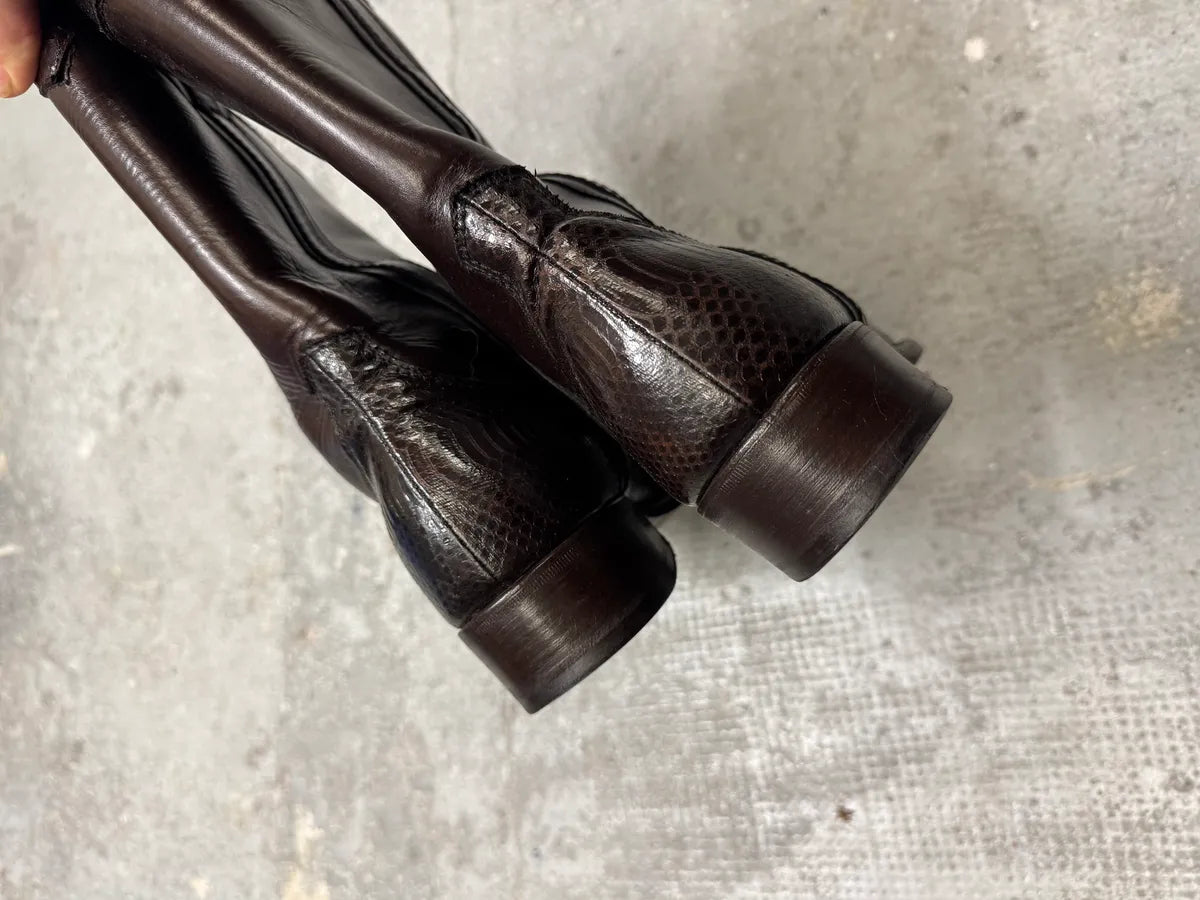 2000s Dolce & Gabbana Python Brown Leather Boots (43eu/us9.5) 4
