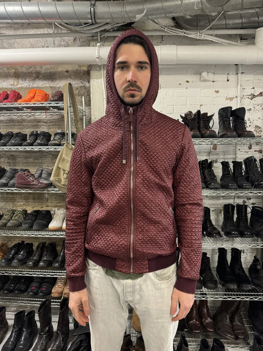 2000s Dolce & Gabbana Quilted Bordeaux Leather Jacket (L) 2