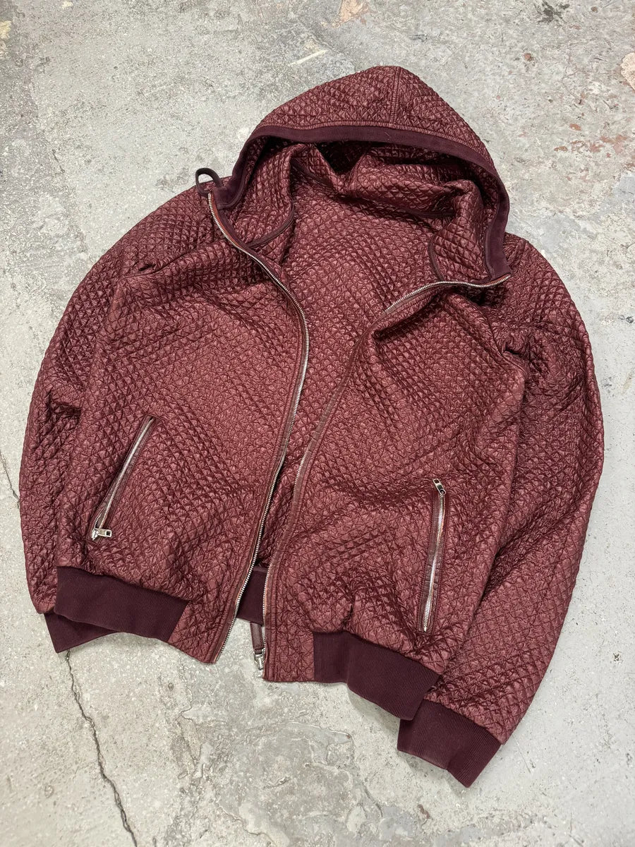 2000s Dolce & Gabbana Quilted Bordeaux Leather Jacket (L) 4