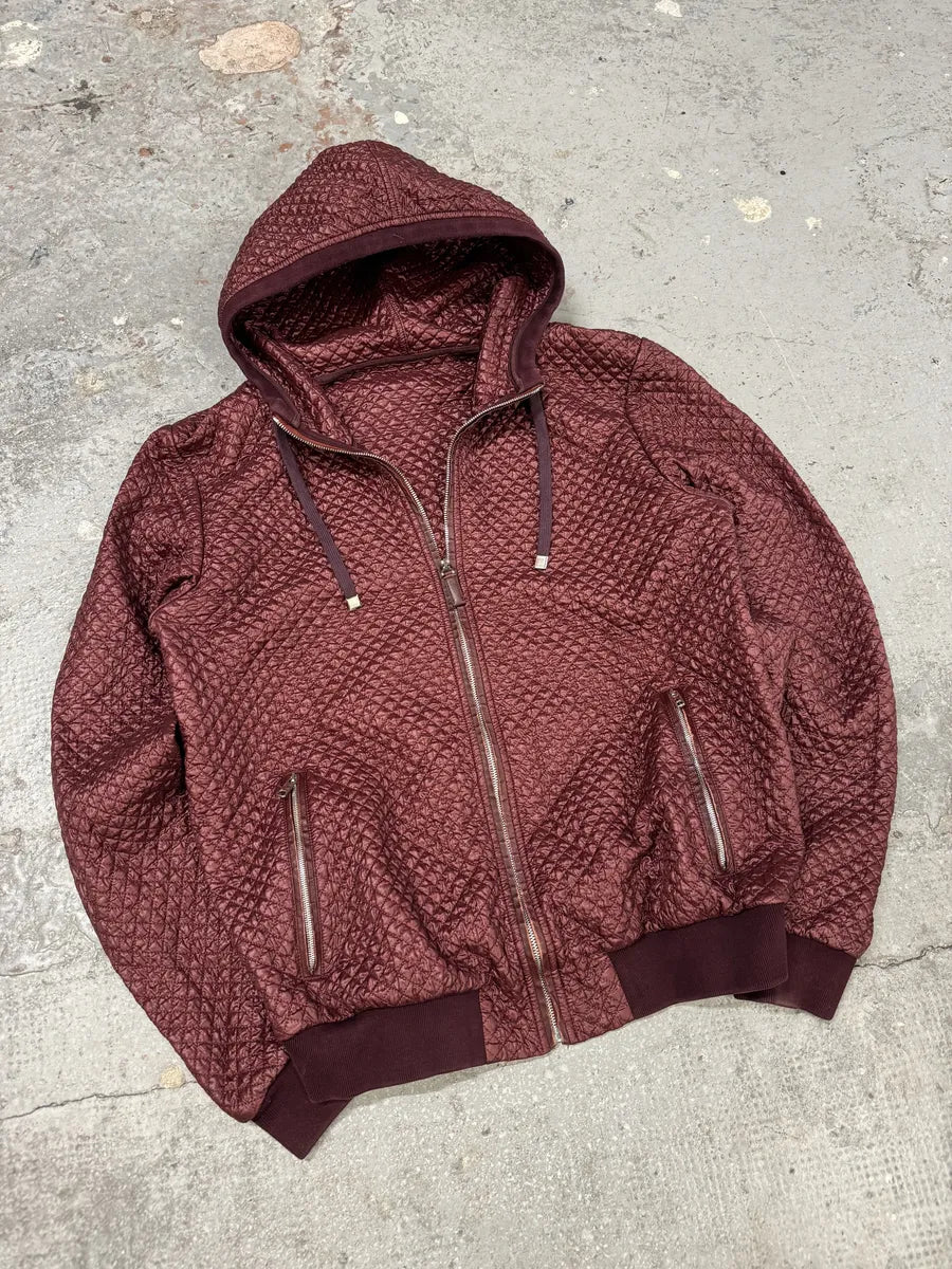 2000s Dolce & Gabbana Quilted Bordeaux Leather Jacket (L) 5