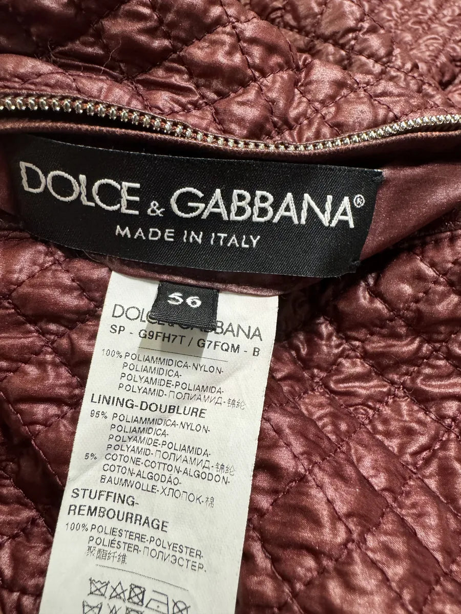 2000s Dolce & Gabbana Quilted Bordeaux Leather Jacket (L) 7