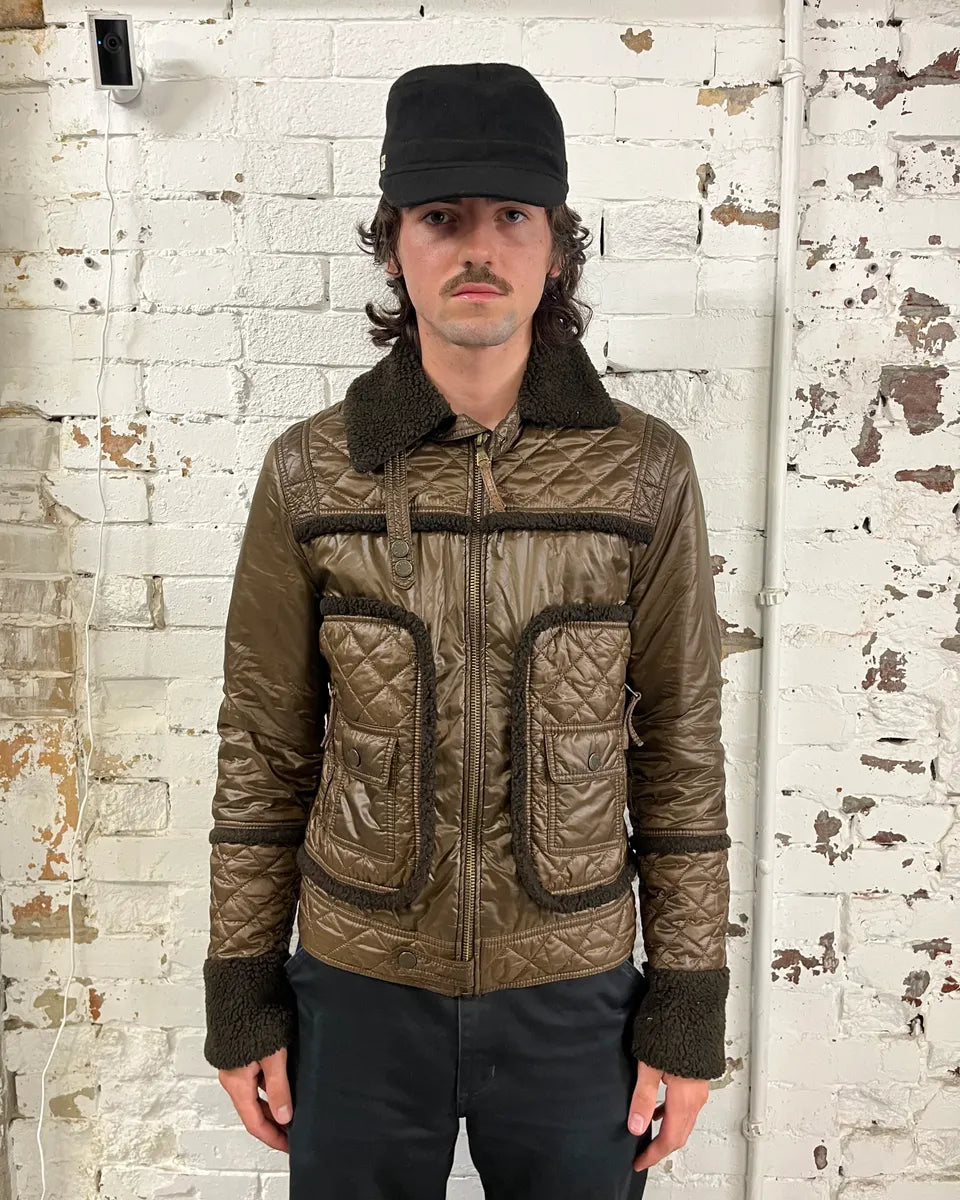 2000s Dolce & Gabbana Quilted Brown Mafia Puffer Jacket QMplpYO 1