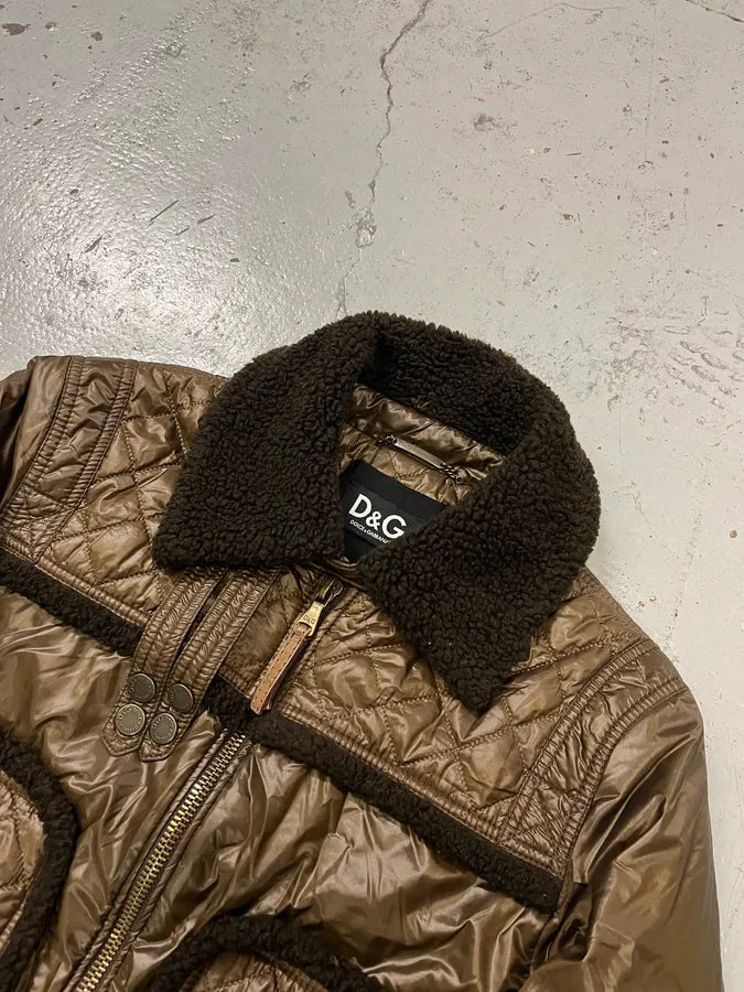 2000s Dolce & Gabbana Quilted Brown Mafia Puffer Jacket QMplpYO 4