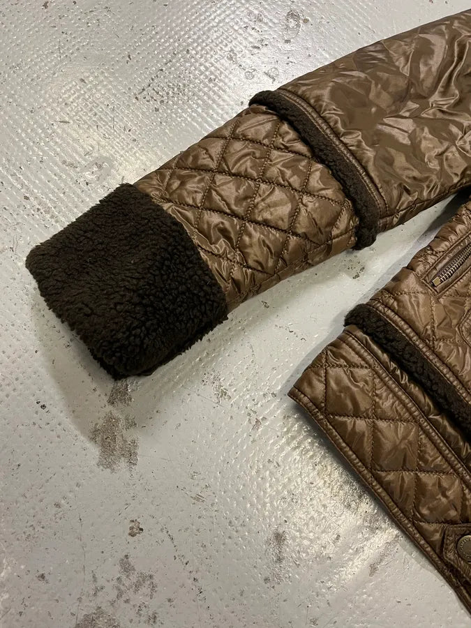2000s Dolce & Gabbana Quilted Brown Mafia Puffer Jacket QMplpYO 5