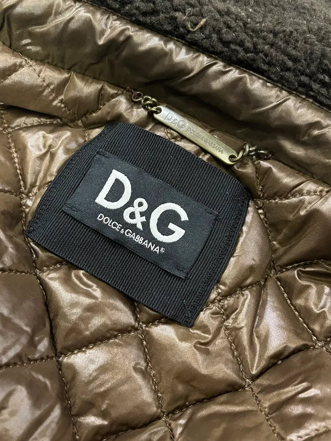 2000s Dolce & Gabbana Quilted Brown Mafia Puffer Jacket QMplpYO 8