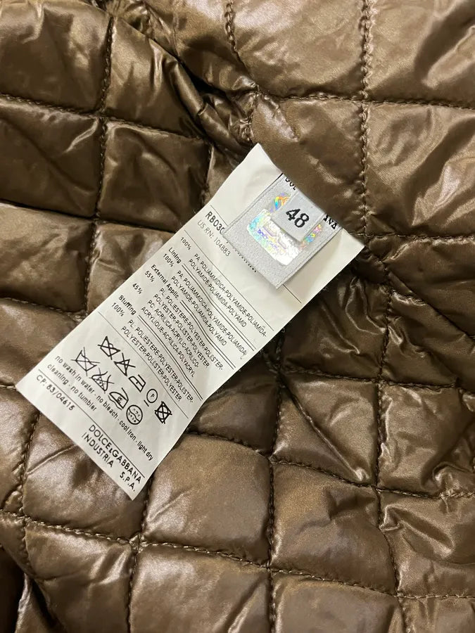 2000s Dolce & Gabbana Quilted Brown Mafia Puffer Jacket QMplpYO 9
